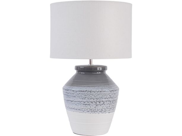 Skyline Grey and Blue Ceramic Table Lamp with Shade By Libra | Style Our Home