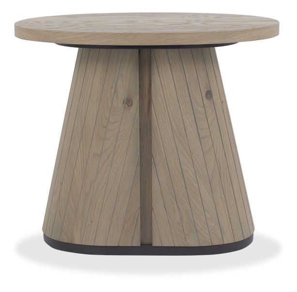 Vega Grey Oiled Oak & Peppercorn Oval Lamp Table by Bentley Designs | Style Our Home