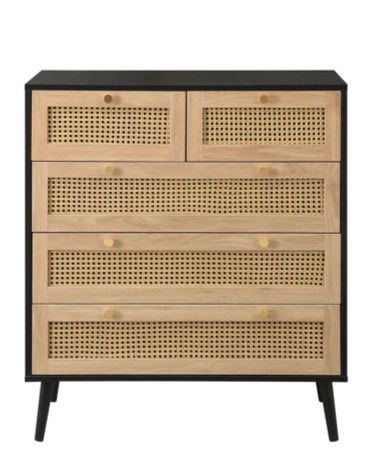 Croxley 5 Drawer Rattan Chest Black by Birlea | Style Our Home