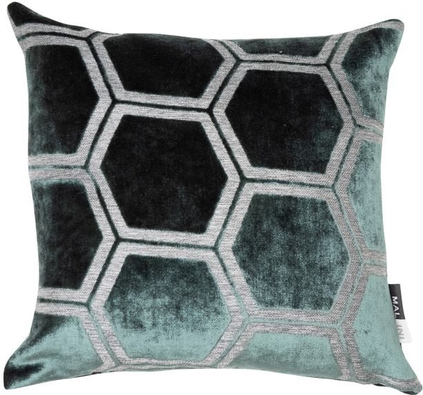 Large Hexagon Cut Velvet Pine Green by Malini | Style Our Home