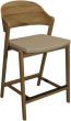 Vega Rustic Oak Bar Stool - Ivory Bonded Leather (Single) by Bentley Designs | Style Our Home