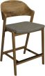 Vega Rustic Oak Bar Stool - Grey Fabric (Single) by Bentley Designs | Style Our Home