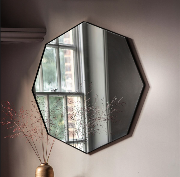 Bowie Octagon Mirror Black - Style Our Home