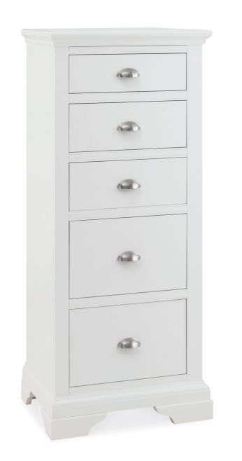 Hampstead White 5 Drawer Tall Chest - Style Our Home