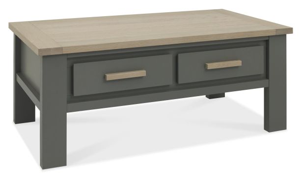 Oakham Dark Grey & Scandi Oak Coffee Table With Drawers - Style Our Home