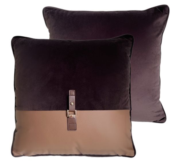 Paul Moneypenny Buckle Cushion Choc by Malini | Style Our Home