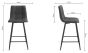 Mondrian - Dark Grey Faux Leather Bar Stool with Black Legs (Pair)