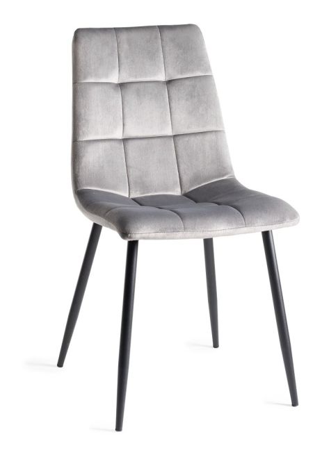 Upholstered Grey Velvet Chair with Black Frame (Pair)