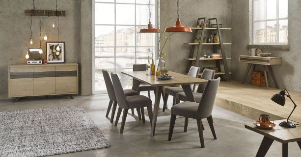 Bentley Designs Cadell Aged & Weathered Oak Dining Table - 6 Seater  