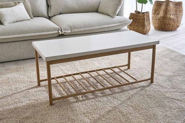 Aspect White Rectangular Coffee with Rack by Monologue | Style Our Home