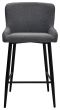 Rubens - Grey Boucle Fabric Bar Stool with Black Legs (Pair)