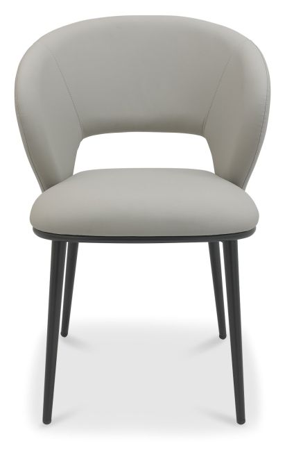Luca - Grey Faux Leather Chair with Matt Black Legs (Pair) by Bentley Designs | Style Our Home