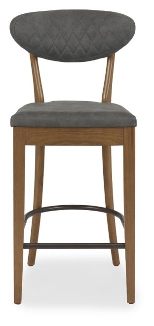 Ellipse Rustic Oak Upholstered Bar Stool - Dark Grey Fabric (Pair) by Bentley Designs | Style Our Home
