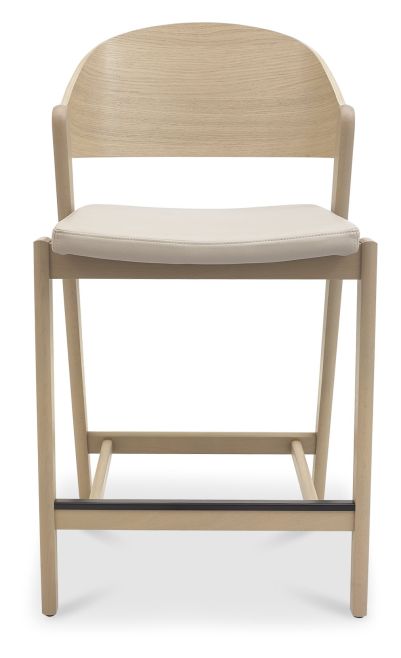 Vega Scandi Oak Bar Stool - Ivory Bonded Leather (Single) by Bentley Designs | Style Our Home