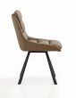 Monteley Mink Leather Effect Swivel Dining Chair – Black Metal Tapered Legs (2pk)
