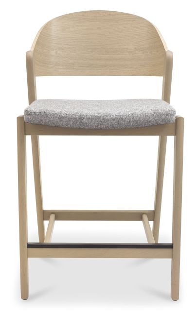 Vega Scandi Oak Bar Stool - Grey Fabric (Single) by Bentley Designs | Style Our Home