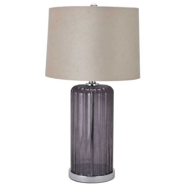 Alberta Metallic Glass Lamp With Velvet Shade by Hill Interiors | Style Our Home  