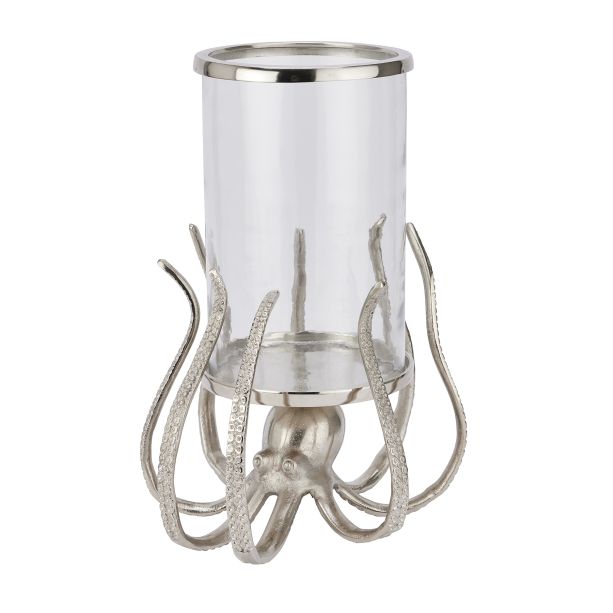 Large Silver Octopus Candle Hurricane Lantern by Hill Interiors | Style Our Home  