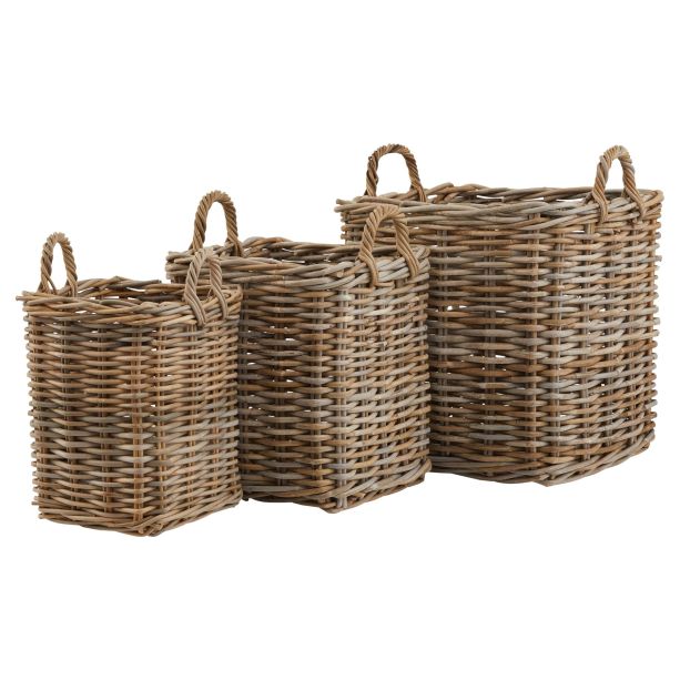 Set of 3 Kubu Rattan Square Storage Baskets by Hill Interiors | Style Our Home  