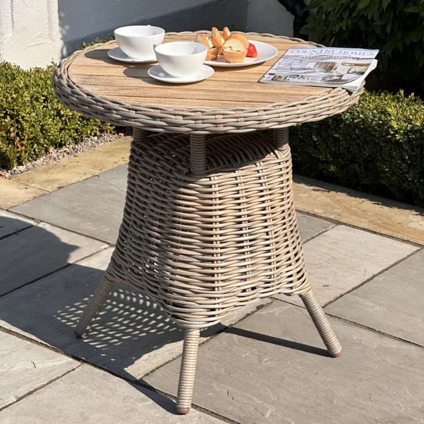 Amalfi Collection Outdoor Bistro Table With Wood Top by Hill Interiors | Style Our Home  