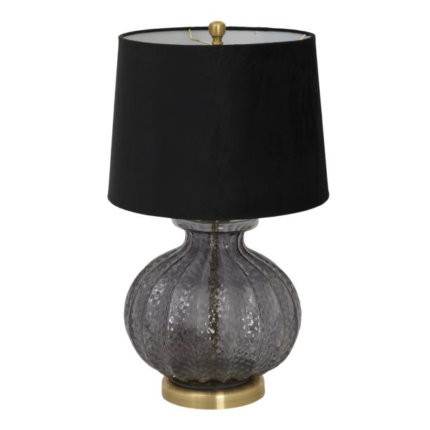 Luxton Glass Fluted Lamp With Black Velvet Shade by Hill Interiors | Style Our Home  