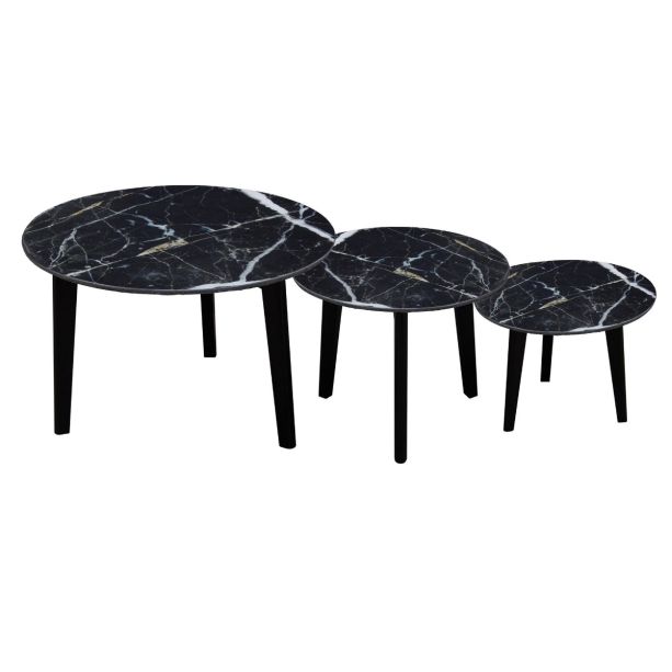Round Lamp Table Black Marble Print - Large by Monologue | Style Our Home