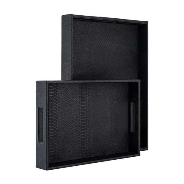 Tray Blane black croco set of 2 (Black) by  Richmond Interiors | Style Our Home