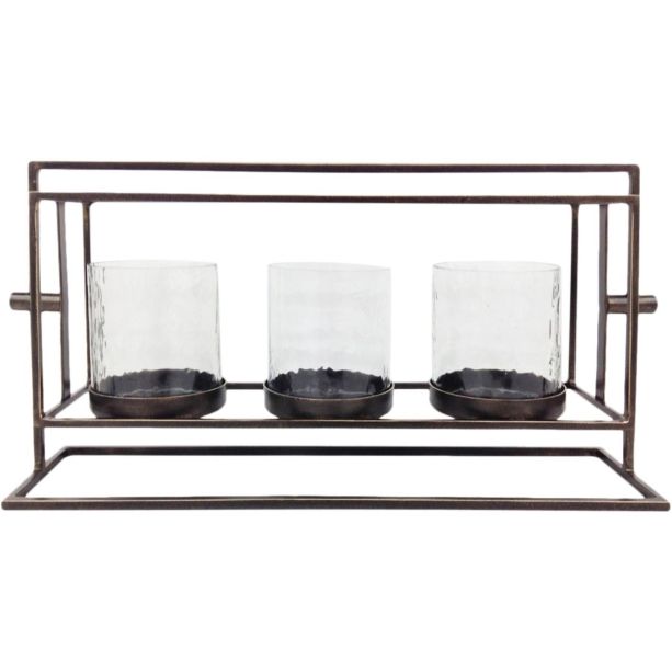 Catalan Bronze Gilded Triple Votive Holder