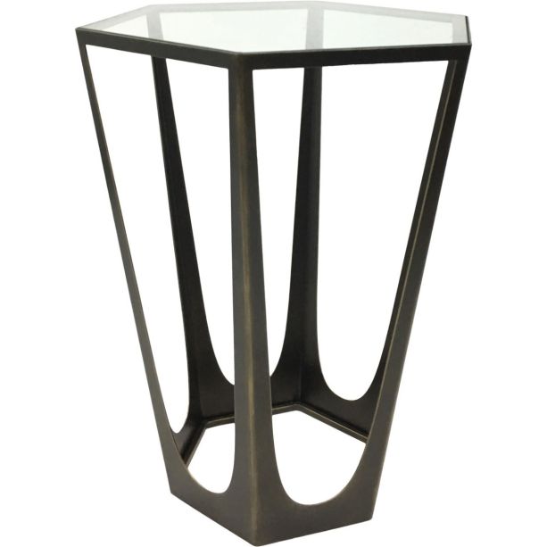 Catalan Bronze Gilded Side Table with Glass Top by Libra Designs | Style Our Home