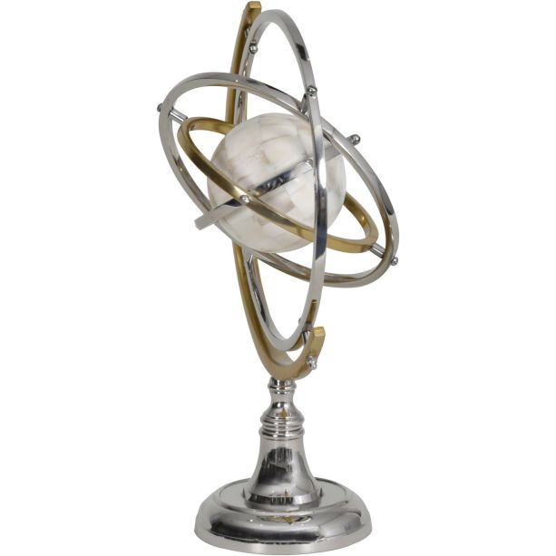 Colley Stainless Steel Armilliary Sculpture with Bone Globe By Libra | Style Our Home