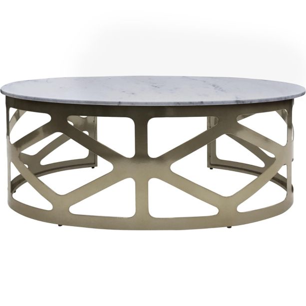 Metropolitan Coffee Table Metallic Black Nickel Finish with Grey Marble by Libra Designs | Style Our Home
