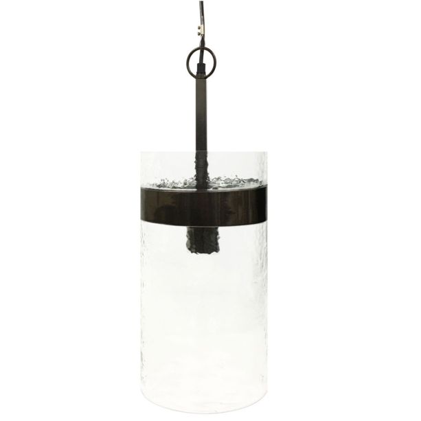 Atrium Single Glass Pendant Metallic Black Nickel Frame