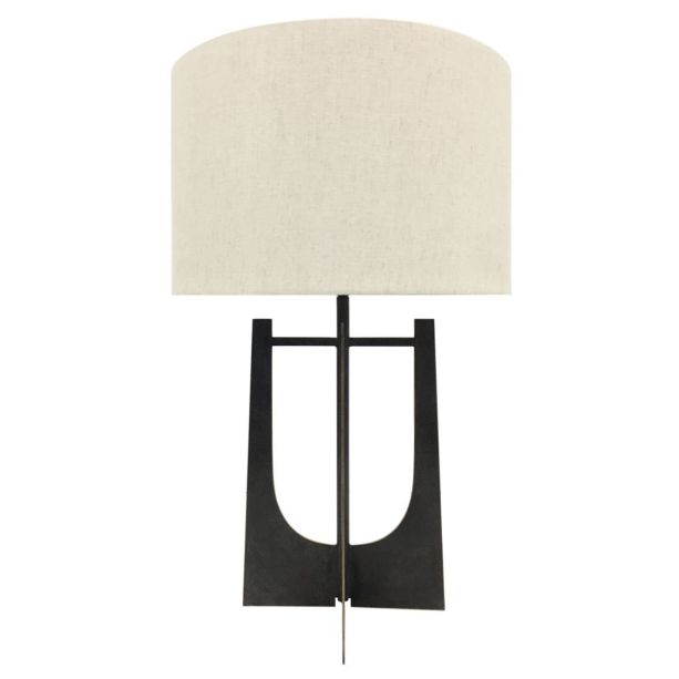 Glenthorpe Hammered Iron Table Lamp Gilded Oak with Irish Linen Shade