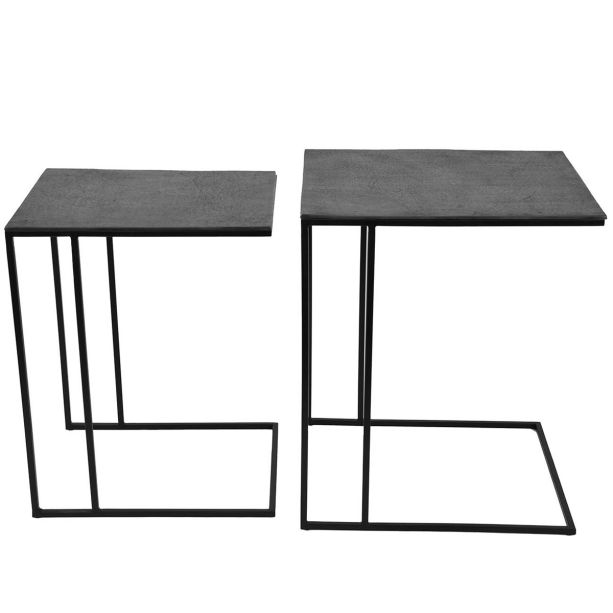 Luna Graphite Textured Aluminium Set of 2 Side Tables By Libra | Style Our Home