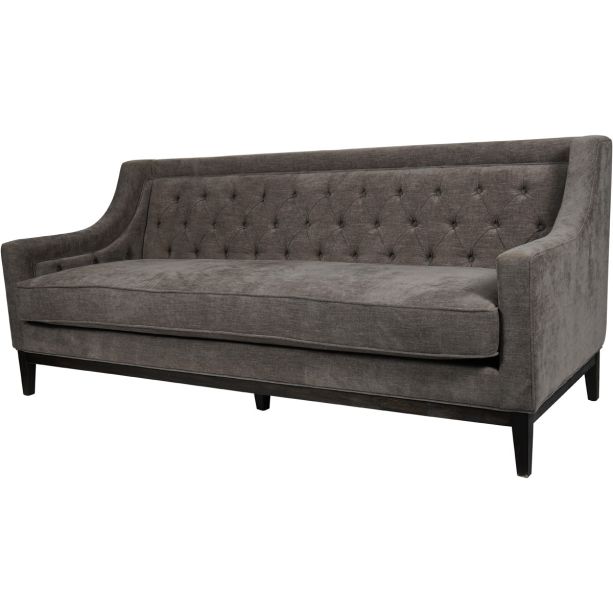 Theodore Buttoned Sofa in Warm Grey Fabric 200cm By Libra | Style Our Home