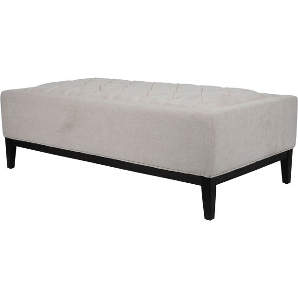 Theodore Large Buttoned  Ottoman in Ivory Fabric  By Libra | Style Our Home
