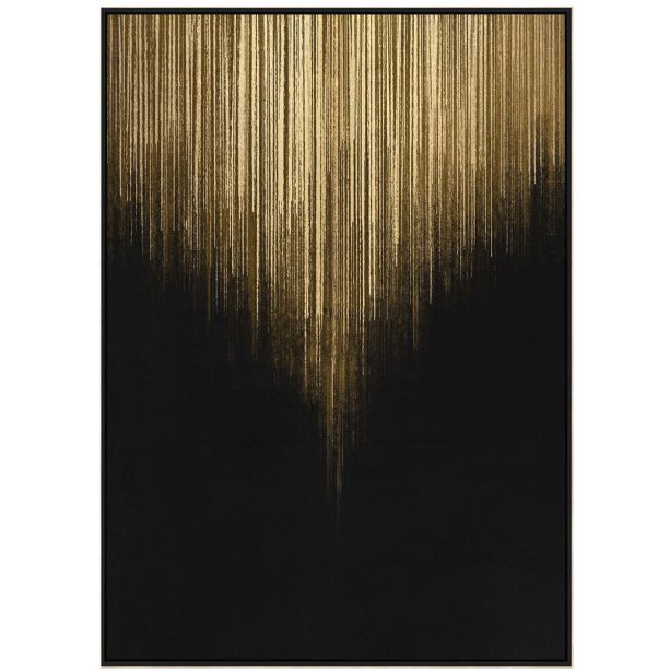 Golden Rain Foiled Framed Canvas 140x100cm By Libra | Style Our Home