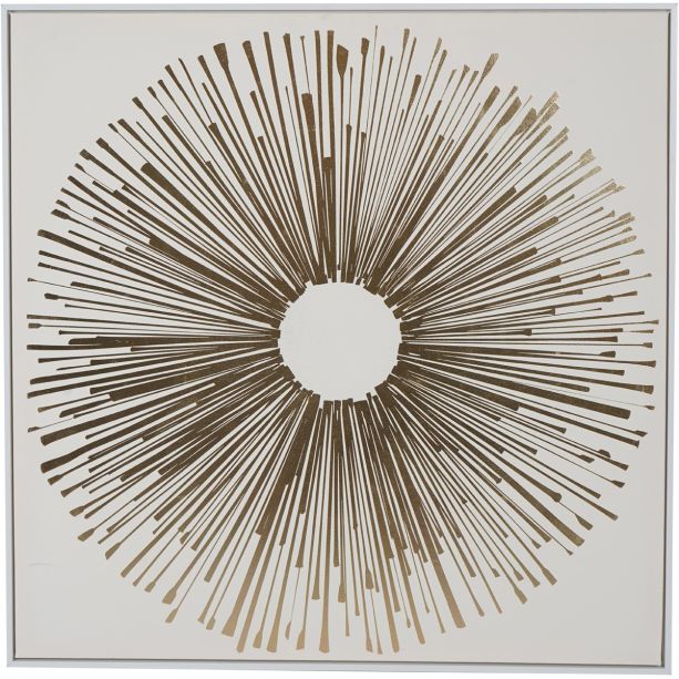 Golden Foiled Sunburst Framed Canvas 100x100cm By Libra | Style Our Home