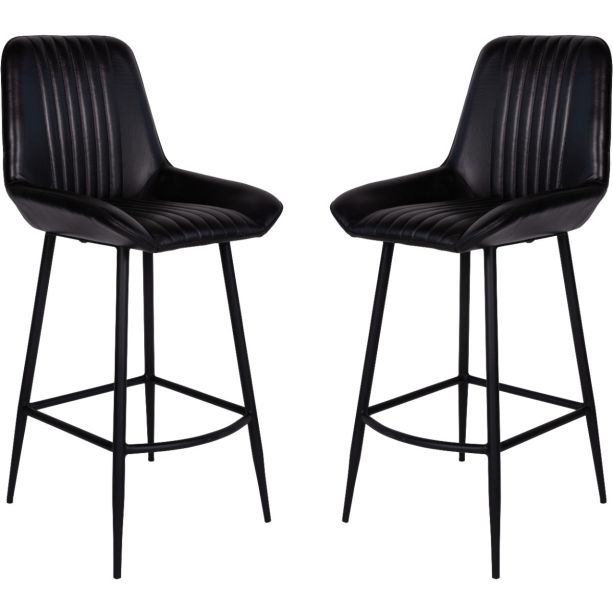 Pembroke Charcoal Leather Bar Stool (a pair) by Libra | Style Our Home 