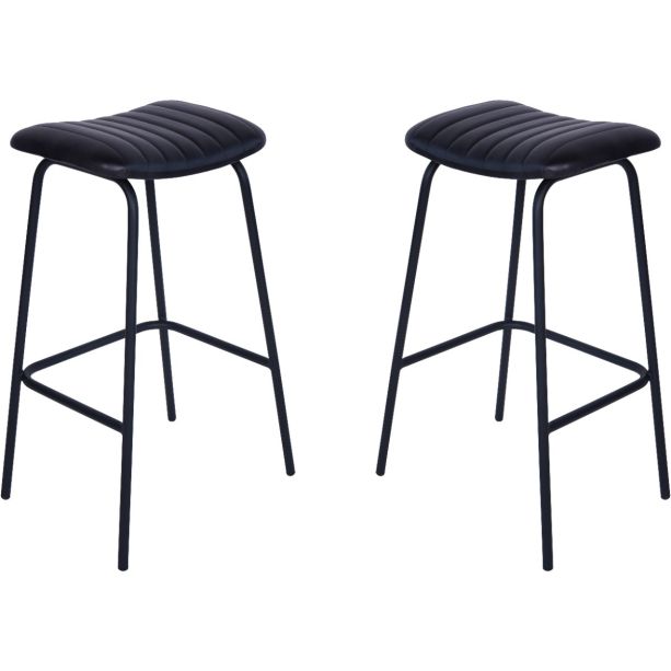 Arthur Charcoal Leather Bar Stools (a pair) by Libra | Style Our Home 