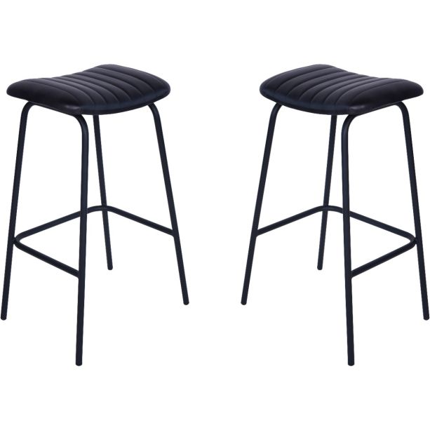 Arthur Charcoal Leather Bar Stools (a pair) by Libra | Style Our Home 