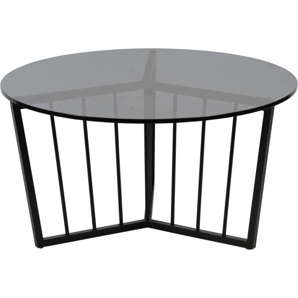 Abington Black Frame and Tinted Glass Round Coffee Table 80cm by Libra Designs | Style Our Home

