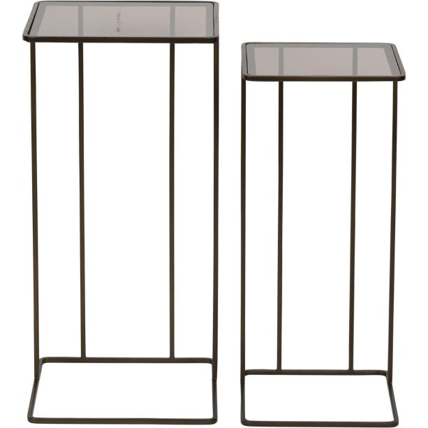 Salzburg Set of 2 Glass and Metal Side Tables Dk Gold by Libra Designs | Style Our Home
