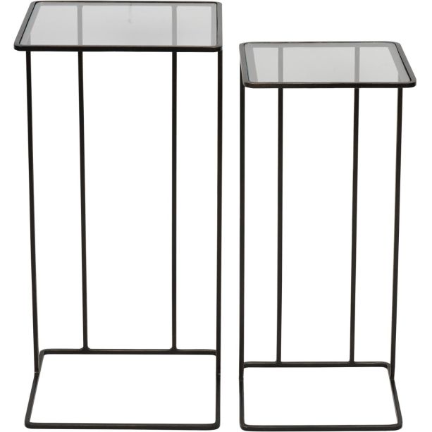 Salzburg Set of 2 Glass and Metal Side Tables Dk Bronze by Libra Designs | Style Our Home
