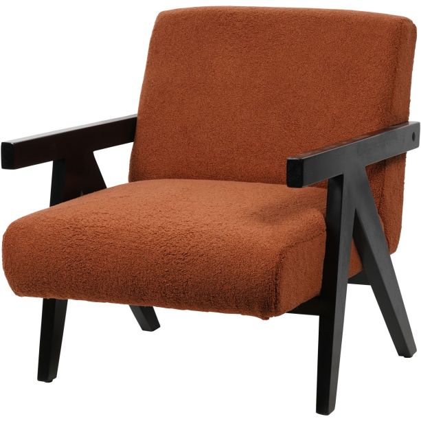 San Francisco Wooden Frame Burnt Orange Boucle Armchair by Ora Designs | Style Our Home
