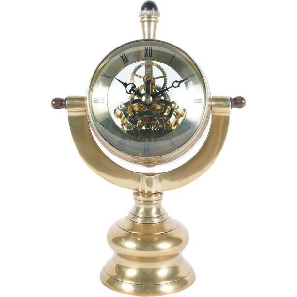 Columbia Antique Brass Finish Mantle Clock by Libra Designs | Style Our Home
