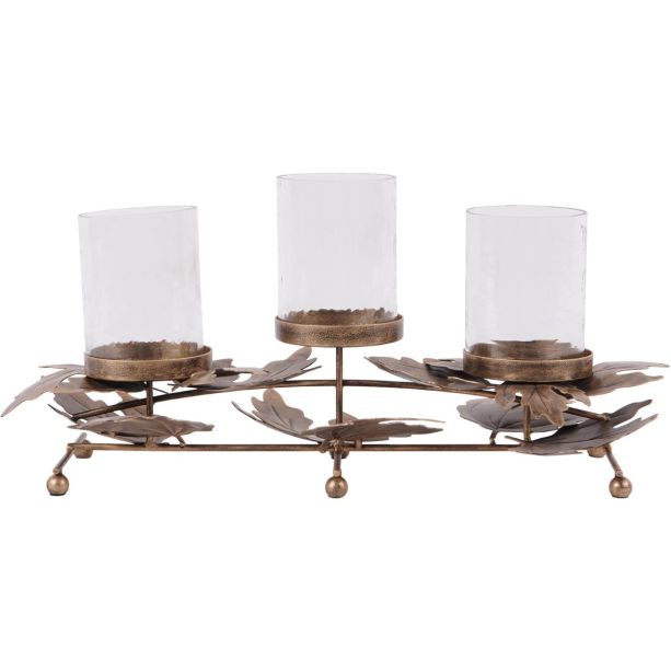 Laura Ashley Corrina Leaf Triple Votive Candleholder by Libra Designs | Style Our Home
