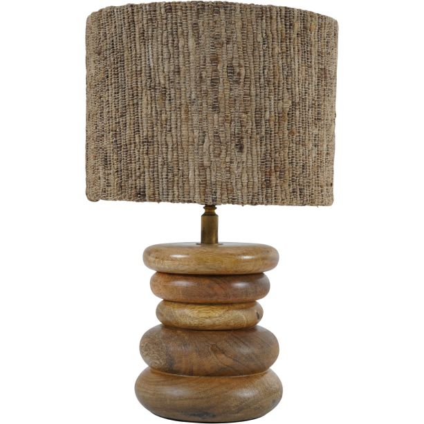 Leon Solid Wood Table Lamp with Silk Jute Shade Small by Libra Designs | Style Our Home