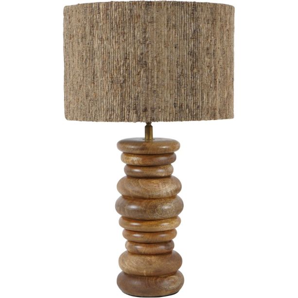 Leon Solid Wood Table Lamp with Silk Jute Shade Large by Libra Designs | Style Our Home
