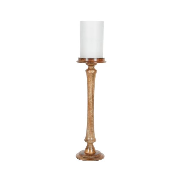 Laura Ashley Large Wooden Pedestal Hurricane with Frosted Glass by Ora Designs | Style Our Home